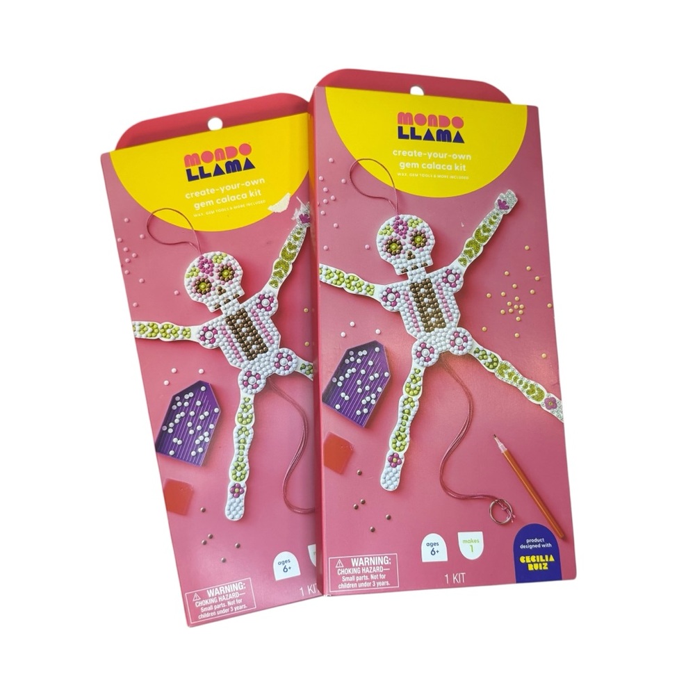 Mondo Llama Create Your Own Gem Calaca Kit Ages 6+ Dia de Muertos, New, Lot of 2 - Picture 1 of 6